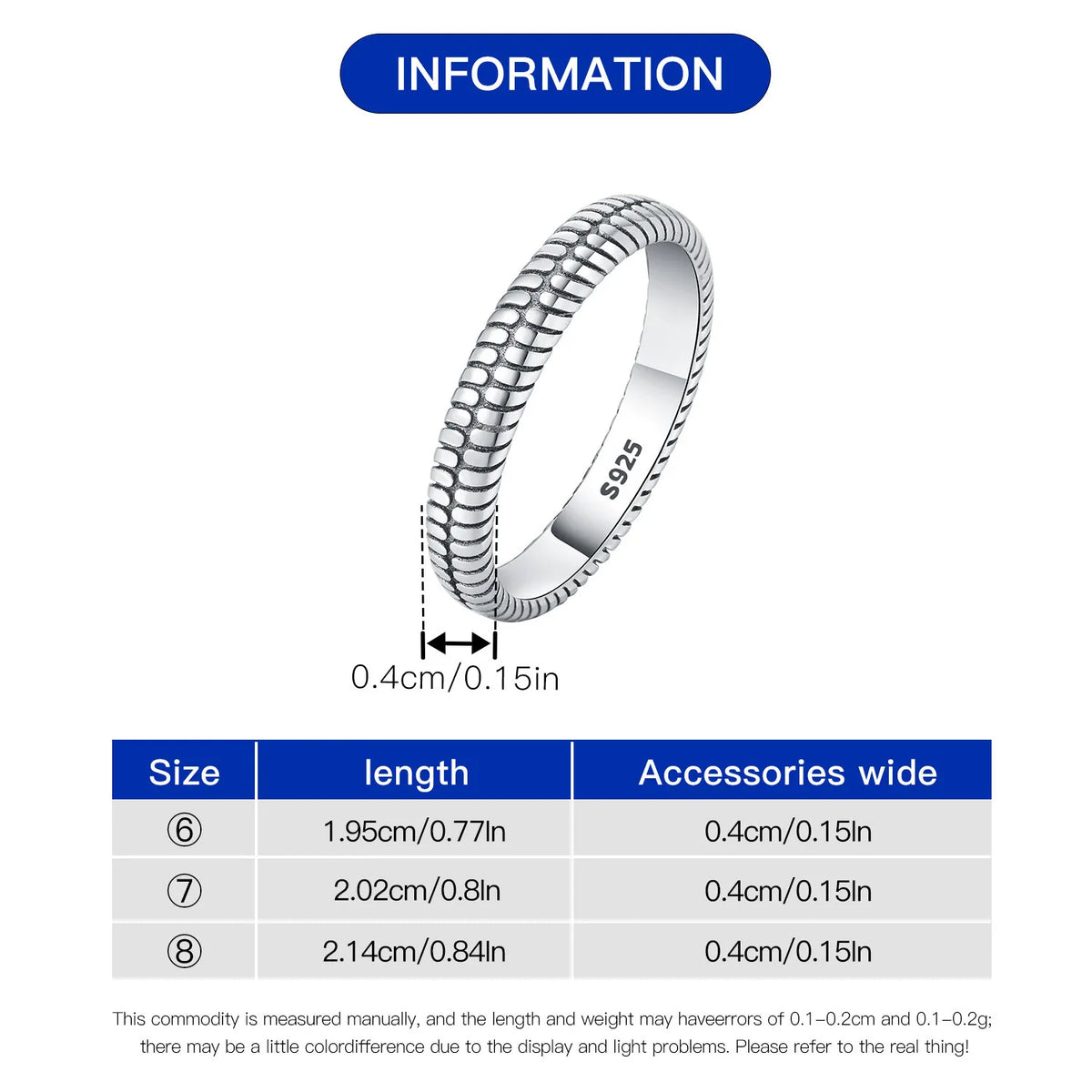 925 Sterling Silver Three-Ring Stackable Ring for Women