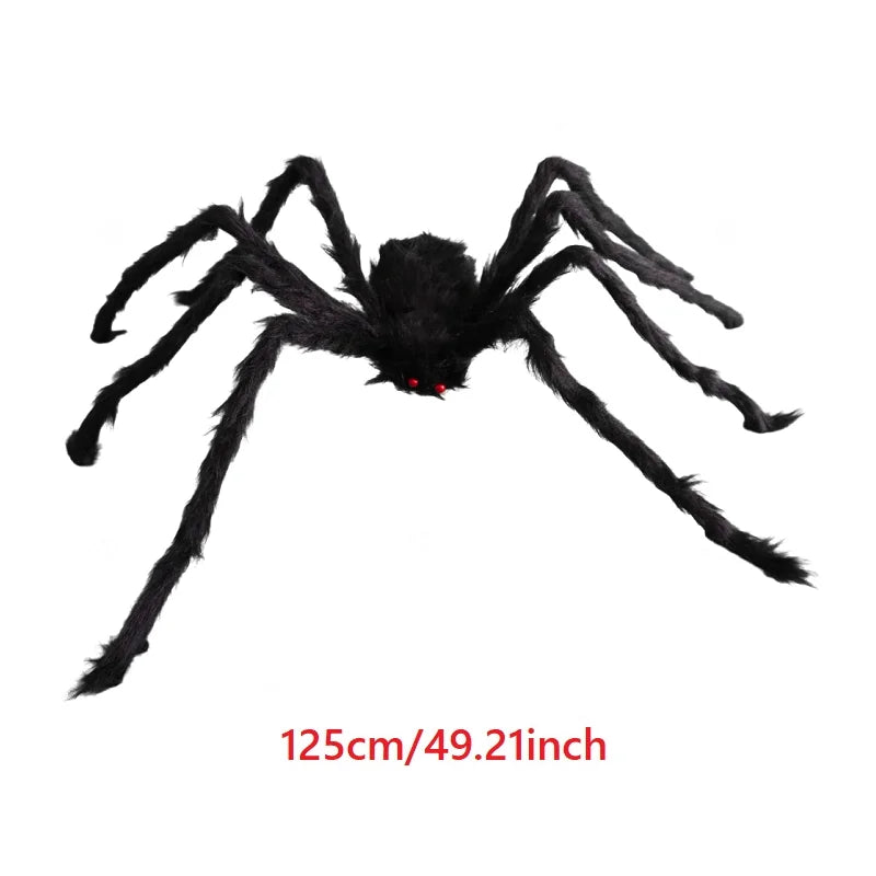 Giant Black Plush Spider Halloween Decoration Props