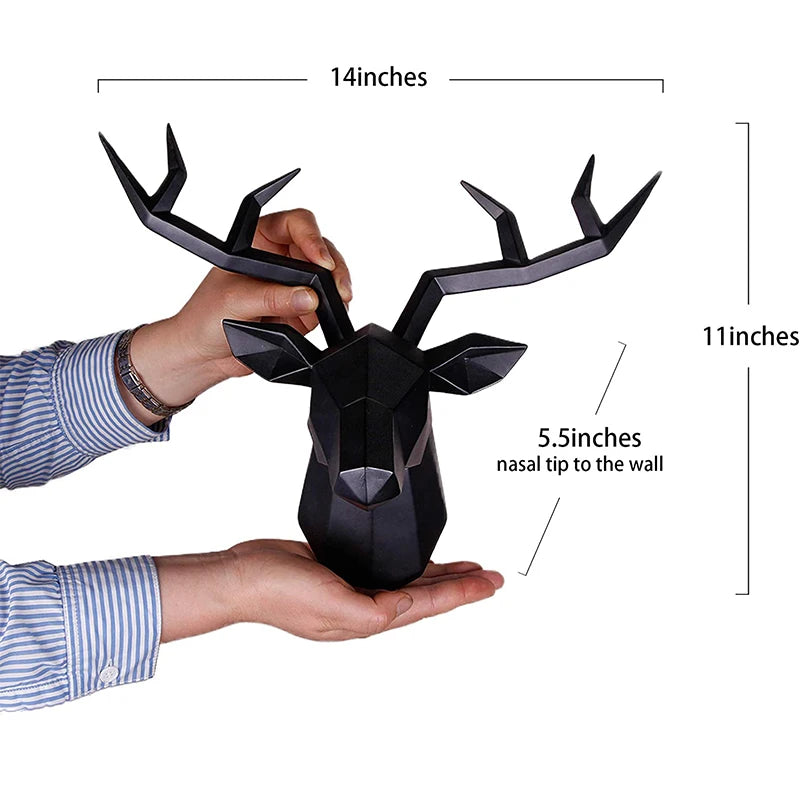 Deer Head Sculpture Animal Statue Figurines Wall Hanging