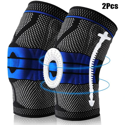 Silicone Padded Knee Pads Supports Brace Basketball Fitness