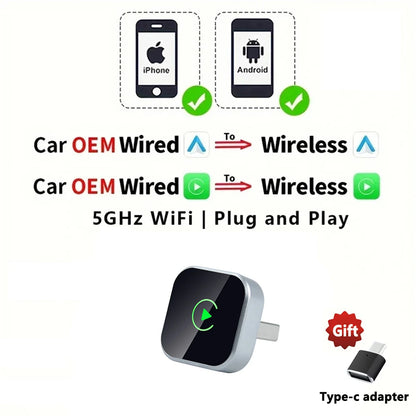2in1 Wired To Wireless CarPlay Adapter Android Auto Dongle