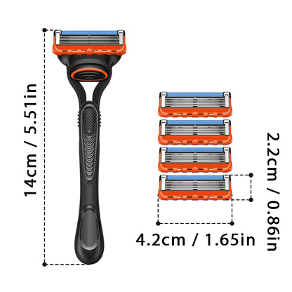 Men's 5-Blade Manual Safety Razor Features 6 layers