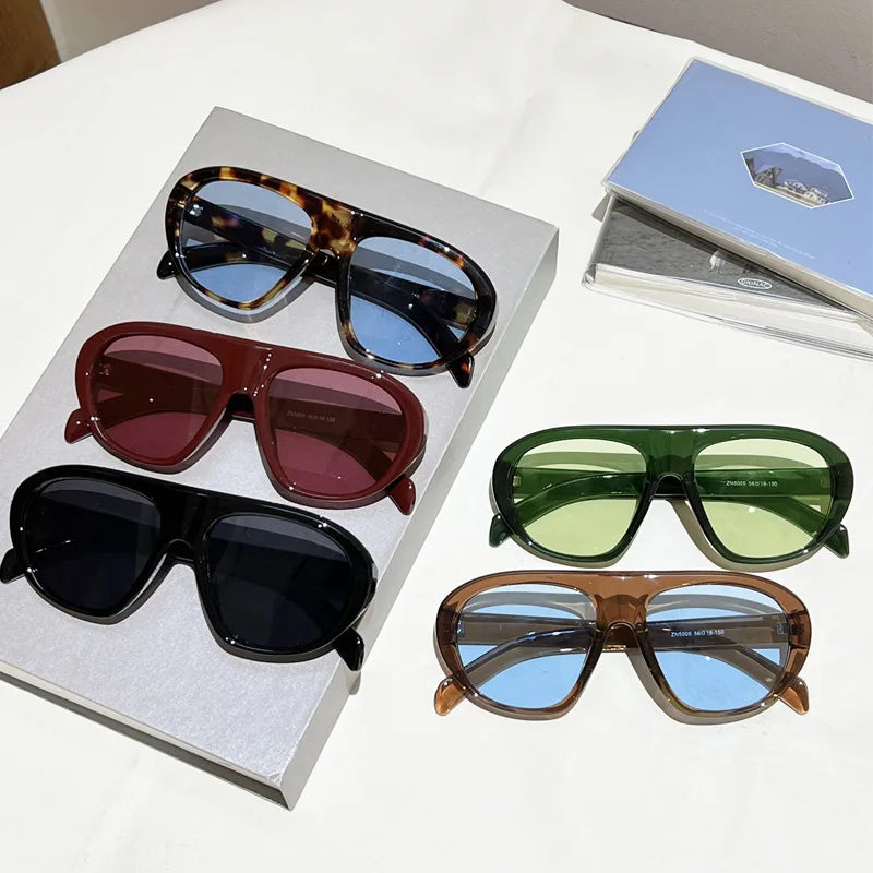 new fashion leopard gradient oval sunglasses for women