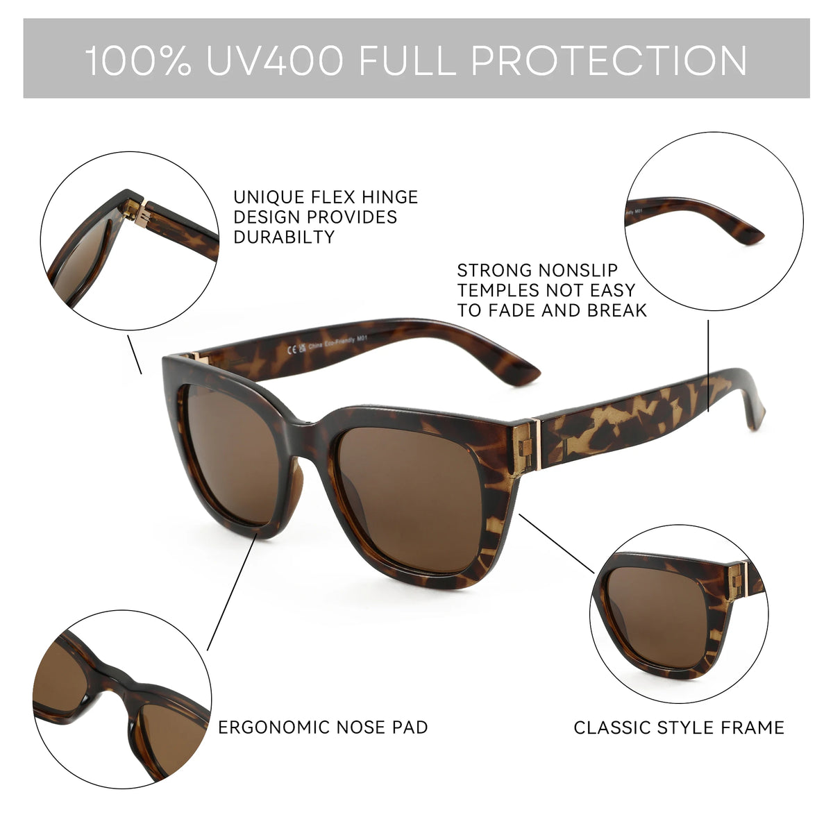 Retro Square Polarized Sunglasses for Women Vintage Sun Glasses