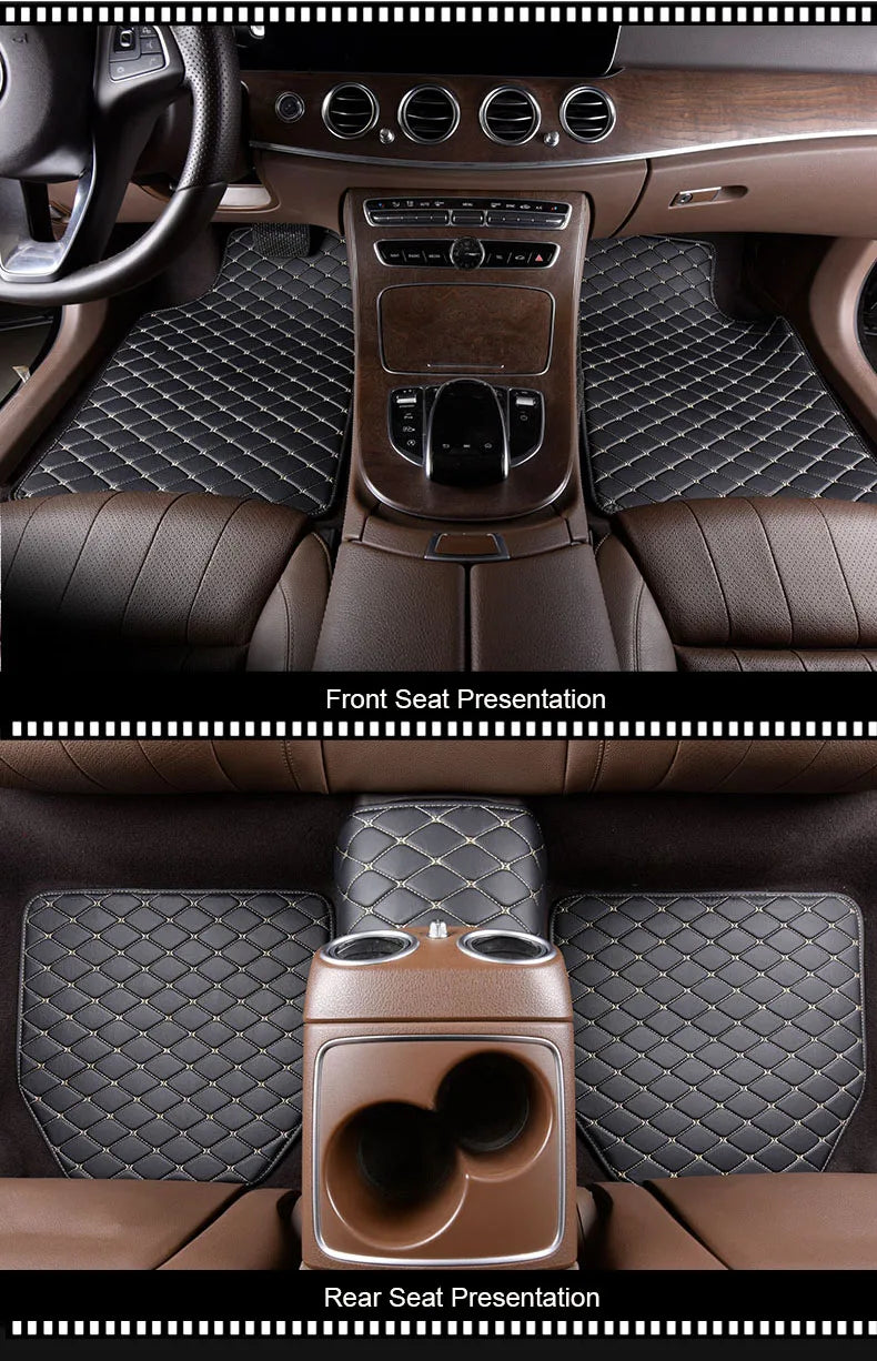 Universal 5Pcs Car Floor Mats PU Leather Waterproof Dust-Proof