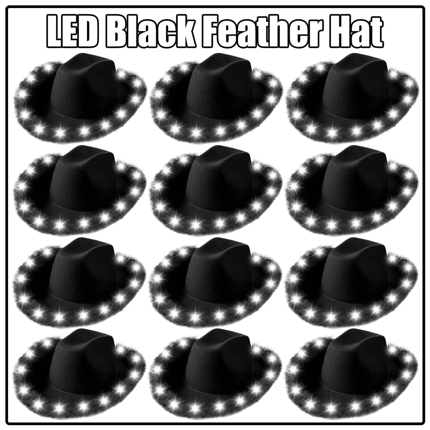LED Cowboy Hats Wedding Hats Bulk Light up Cowboy Hats