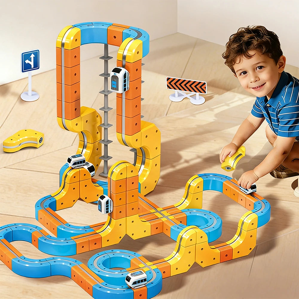 Magnetic Train Set DIY 3D Cube Track Electric Train Set