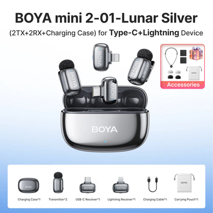 BOYA Mini 2 Wireless Lavalier Microphone AI Noise Reduction