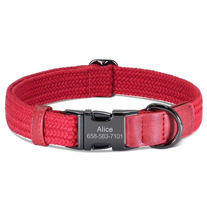 Custom Dog Collar Durable Nylon Free Engraved Pet Name