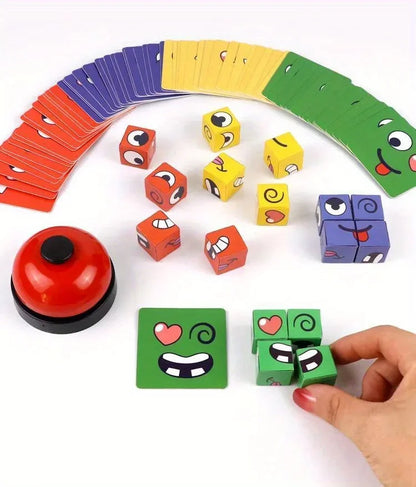 Kids Face Change Cube Game Montessori Expression Puzzle