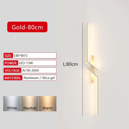 Long Strip LED Wall Lamp Modern Remote Control Dimming Living Roomdecor
