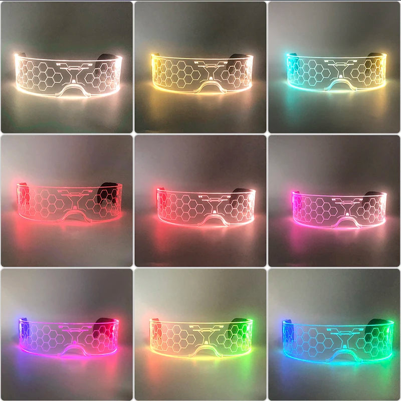 New Acrylic Luminous Glowing Cyberpunk Glasses LED Light