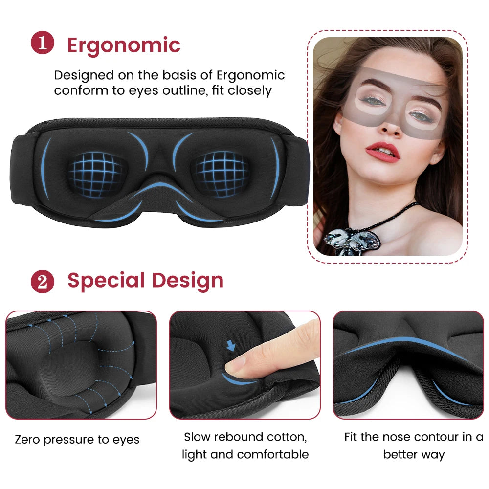 3D Sleep Mask Blindfold Sleeping Aid Eyepatch Eye Cover Sleep