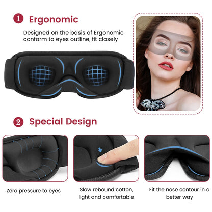 3D Sleep Mask Blindfold Sleeping Aid Eyepatch Eye Cover Sleep