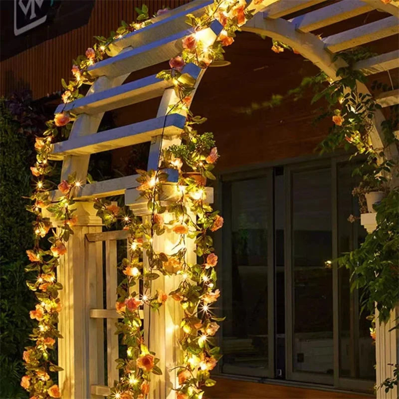 Solar Powered Sunflower Rose String Lights Artificial