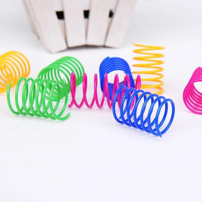 4/200Pcs Interactive Cat Spring Toy Spiral Colors
