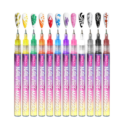 12 Color Nail Art Drawing Pen DIY Nail Painting Art Design