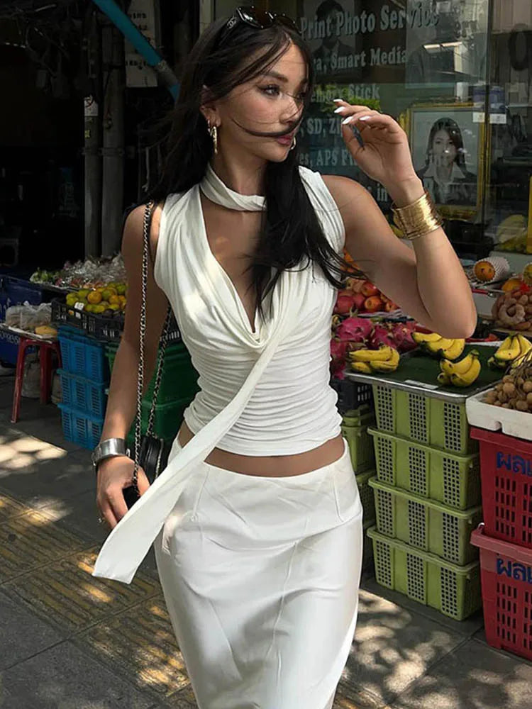 Women's Sexy Sleeveless V-Neck Solid Tank Top Fashion Streetwear