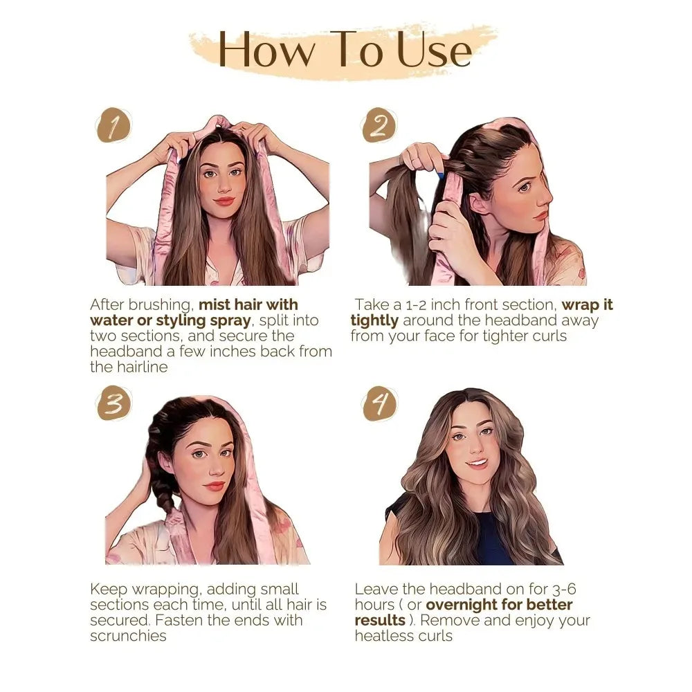 Heatless Hair Curler Set with Satin Bonnet Styling Tools