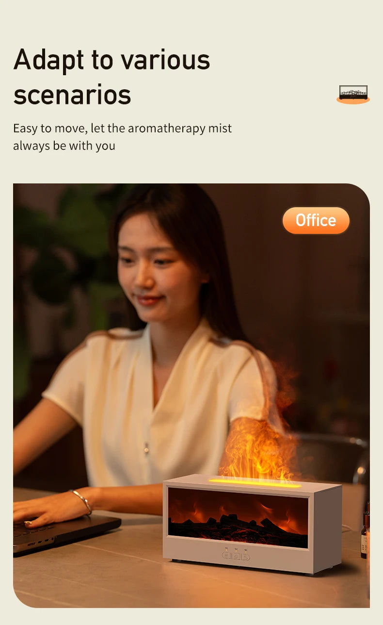 Creative Fireplace Air Humidifier Waterless Auto-Off Aroma