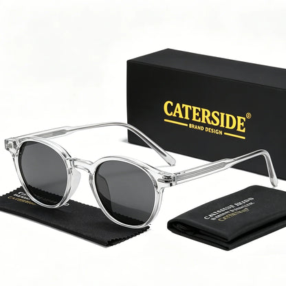 Caterside Polarized Round Sunglasses Men TR Frame