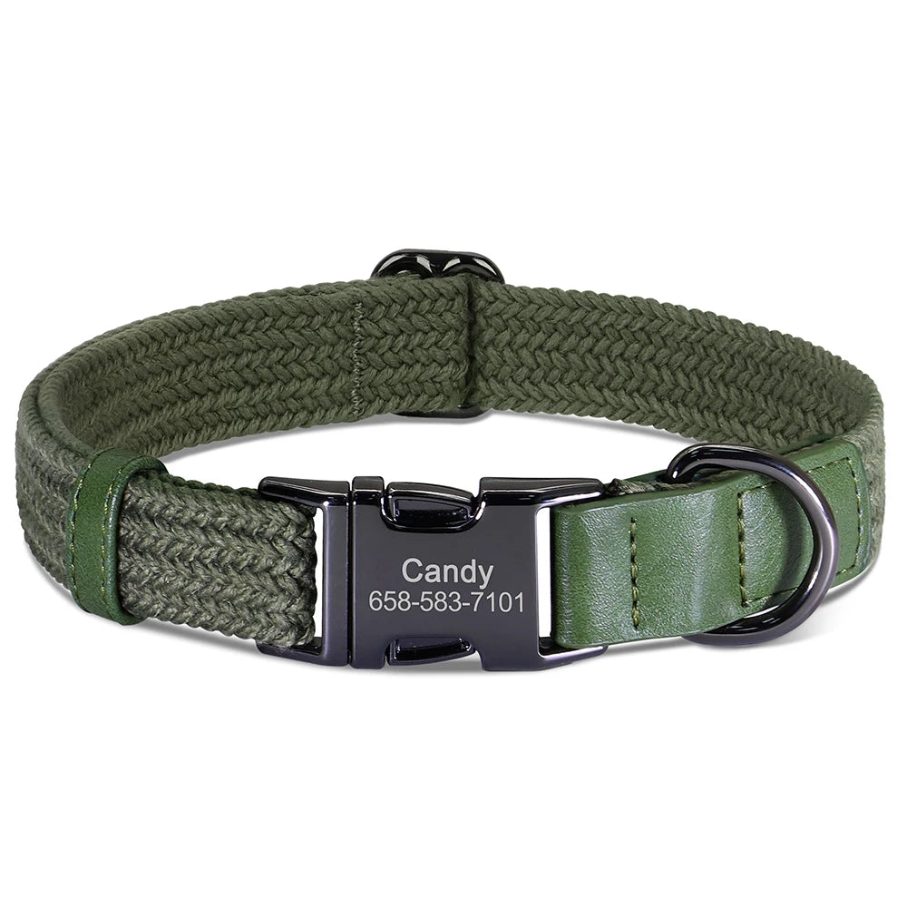 Custom Dog Collar Durable Nylon Free Engraved Pet Name