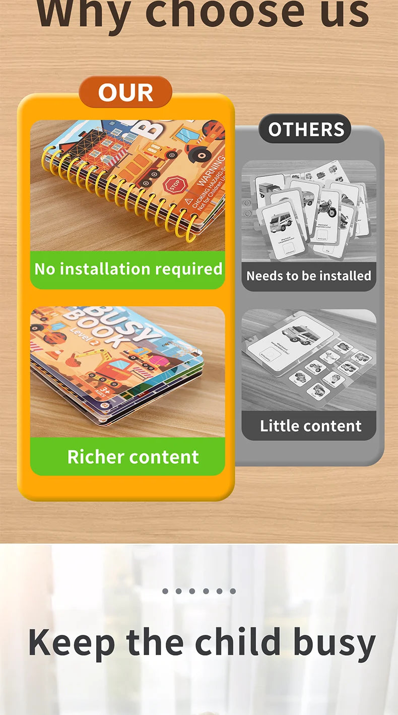 Children Quiet Busy Book 4 Themes Cartoon Travel Sticker
