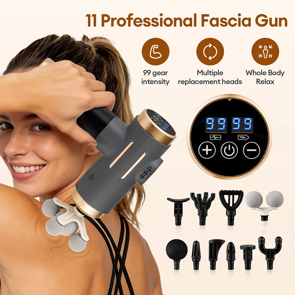 99 Level Electric Massage Gun Powerful Fascia Gun High-Frequency