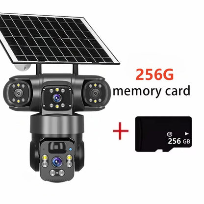 15MP 8K Wifi IP Camera Solar Outdoor Waterproof Three Lenses