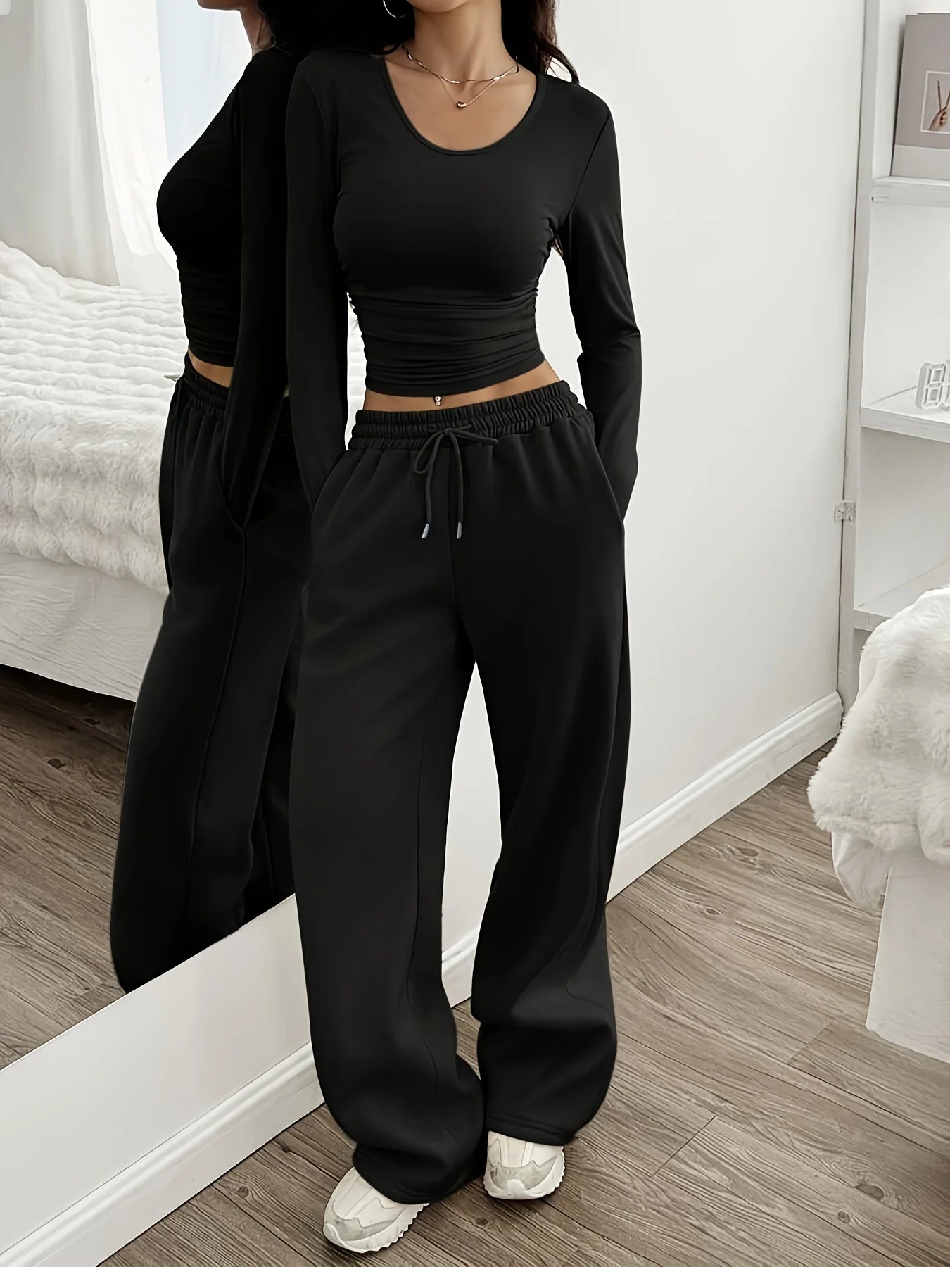 Women Jogger Cotton Pants Casual Drawstring Loose Unisex