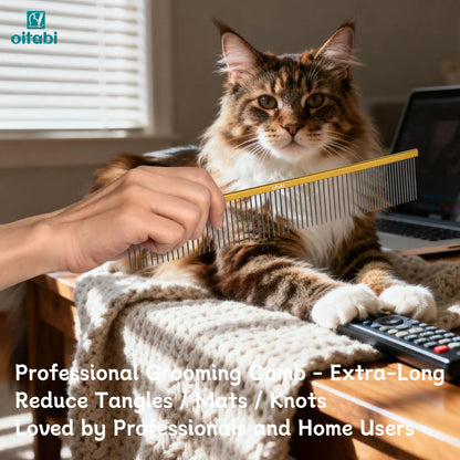 Extra-Long Pet Grooming Comb Professional Sparse & Dense