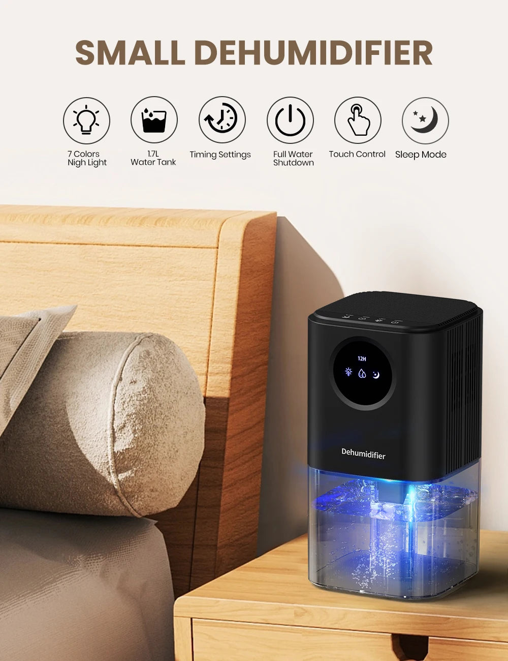 Portable Dehumidifier With 35 Ounces Capacity