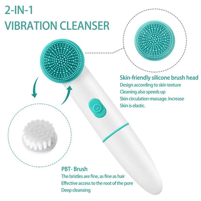 2 in 1 Face Brush Cleaning Electric Pores Deep Cleanser