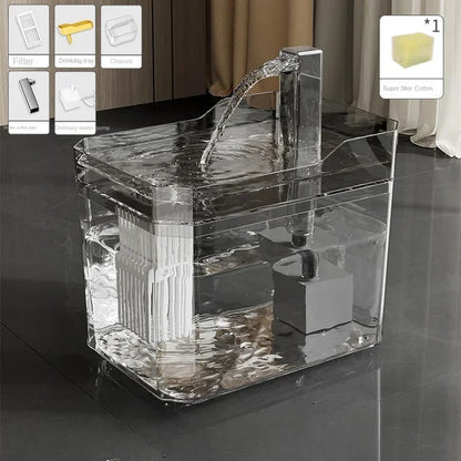 Cat Water Fountain Auto Filter Transparent Cat Drinker