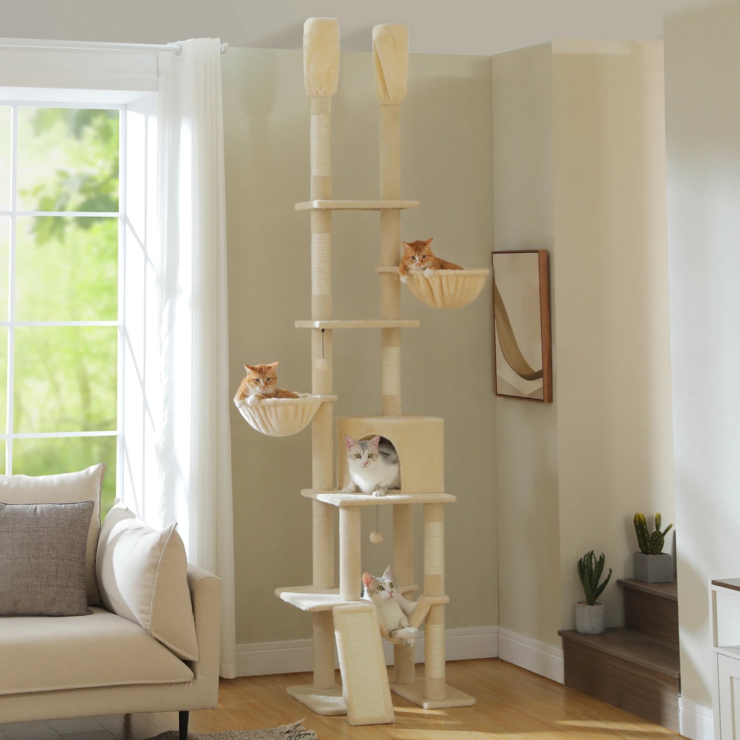 Cactus Cat Tree Floor to Ceiling Tower Scratching Posts
