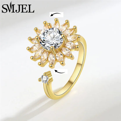 Luxury Crystal Anxiety Relief Spinning Fidget Rings for Women
