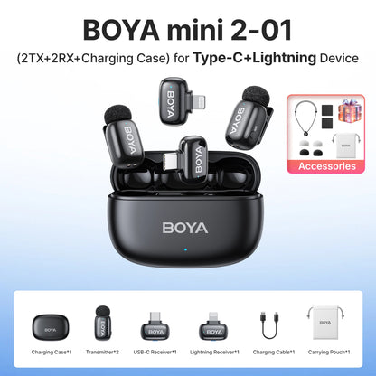 BOYA Mini 2 Wireless Lavalier Microphone AI Noise Reduction