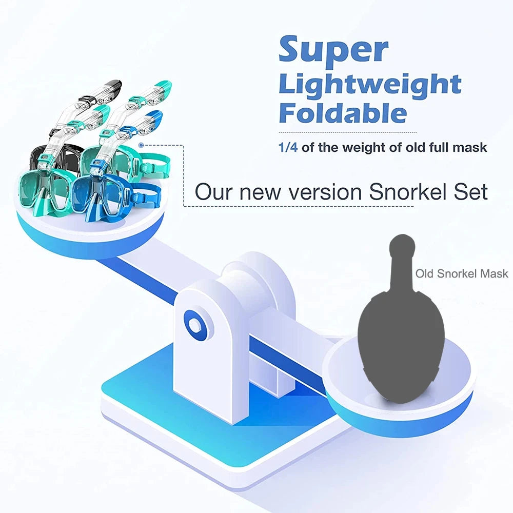 Snorkel and Diving Mask Foldable Anti-Fog Diving Mask Set