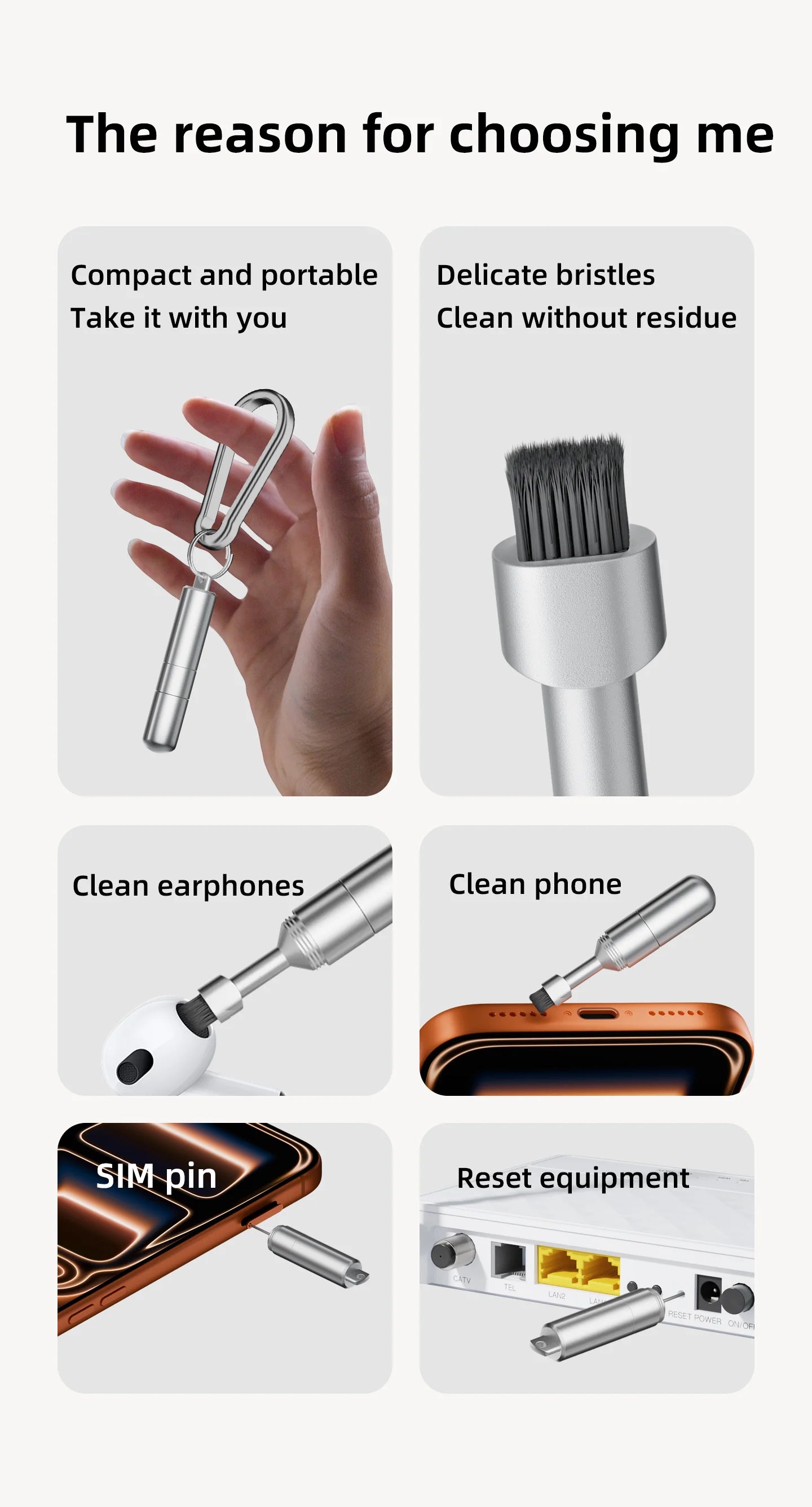 2 in 1 SIM Card Tray Removal Tool Portable Mini Keychain