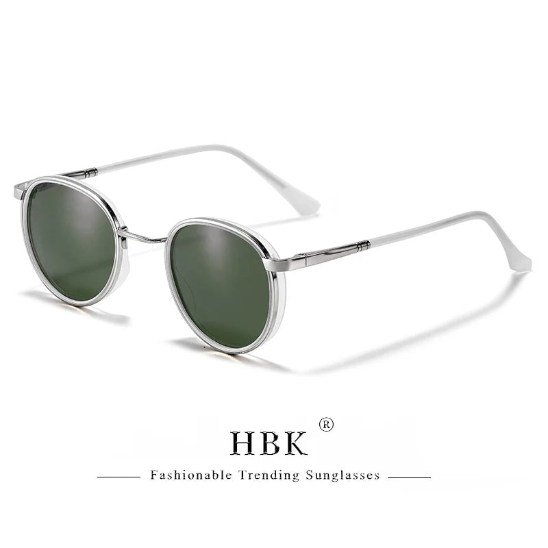 HBK TRetro Punk Men's Polarized Sunglasses Round Design