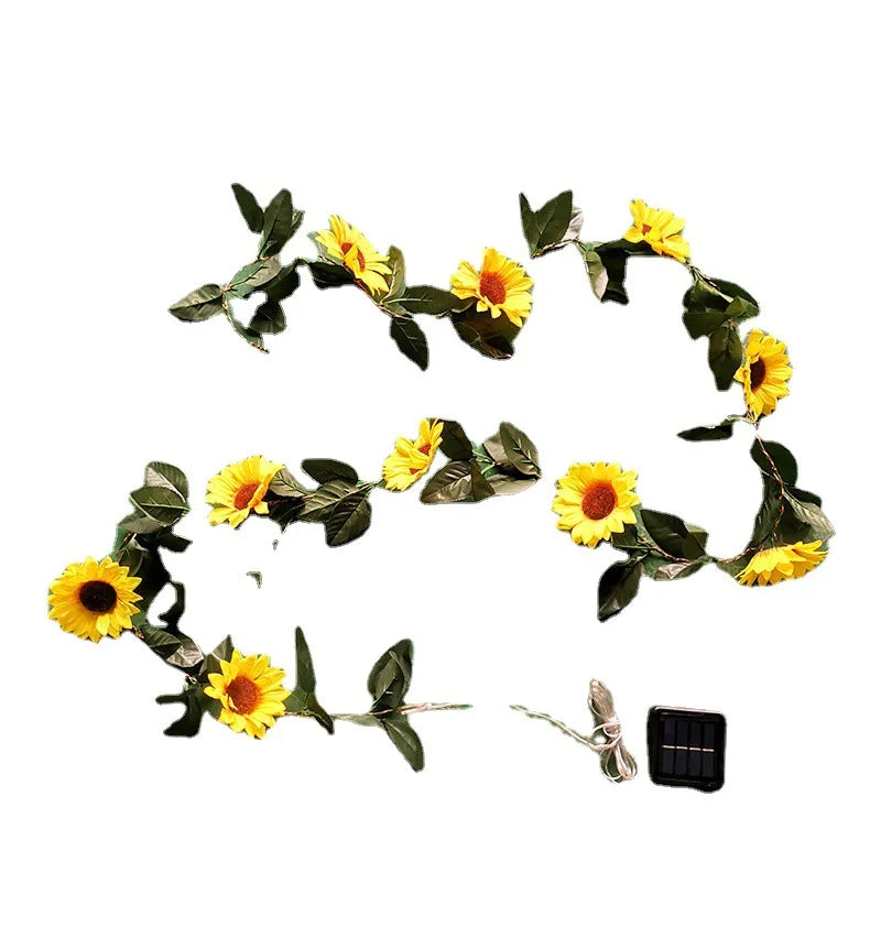 Solar Powered Sunflower Rose String Lights Artificial