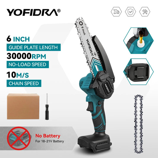 6 Inch 30000RPM Electric Chainsaw Handheld Garden