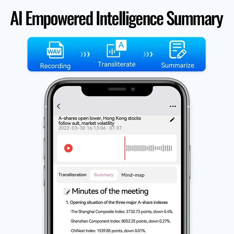 8-128GB Magnetic AI Voice Recorder ChatGPT Intelligent Translation