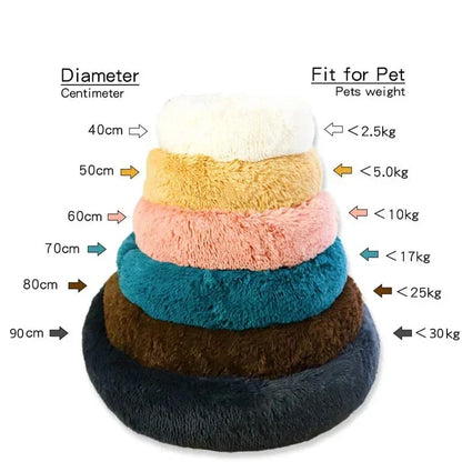 Round Pet Bed for Large Donut Long Plush Bed