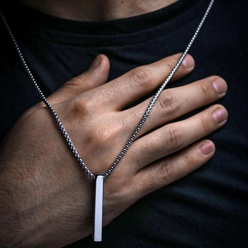 Waterproof Pillar Necklaces for Men Women Stainless Steel