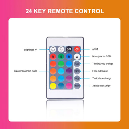 5V USB RGB LED Neon Strip Light 24key Remote Control