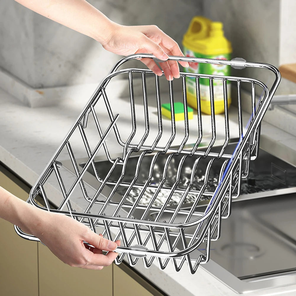 Stainless Steel Telescopic Sink Drain Rack Non-Slip Dish