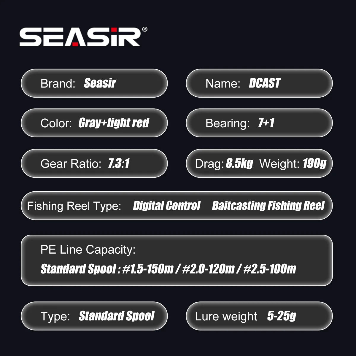 SEASIR DCAST DC Baitcasting Fishing Reel Digital Control