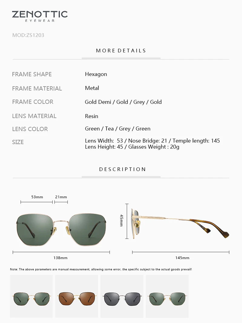 ZENOTTIC Fashion Hexagonal Geometry Polarized Sunglasses