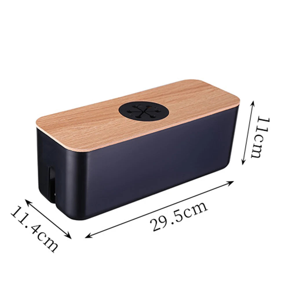 Wooden Cable Storage Box Power Line Storage Case